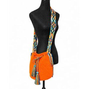 🟠Handmade Mexican Orange  Shoulder Bag with Hand Weaved Strap - NEW